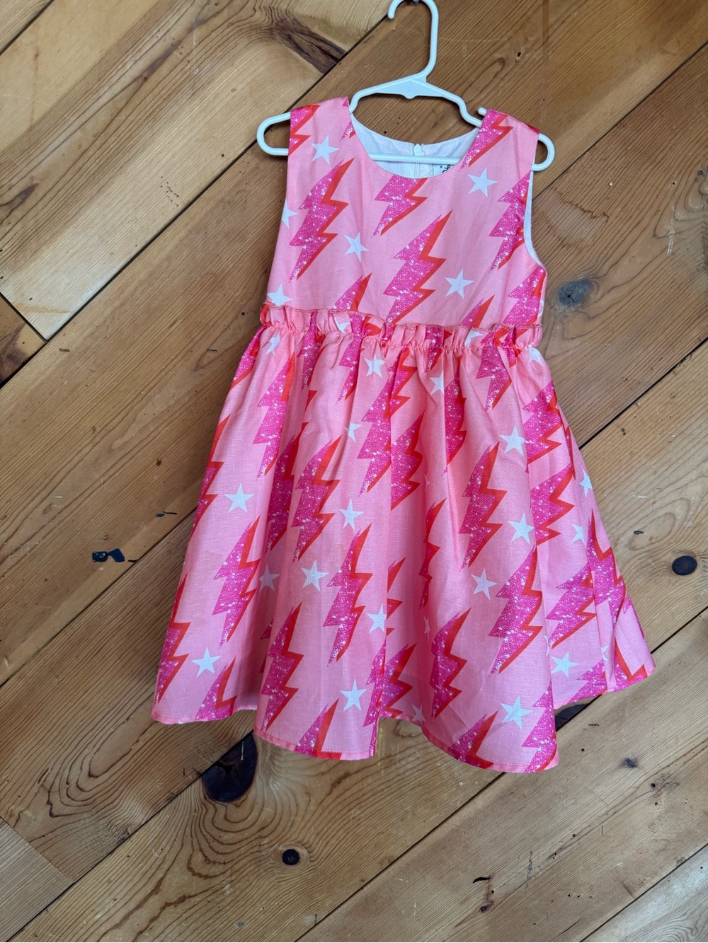 Girls' Pink Lightning Print Party Dress